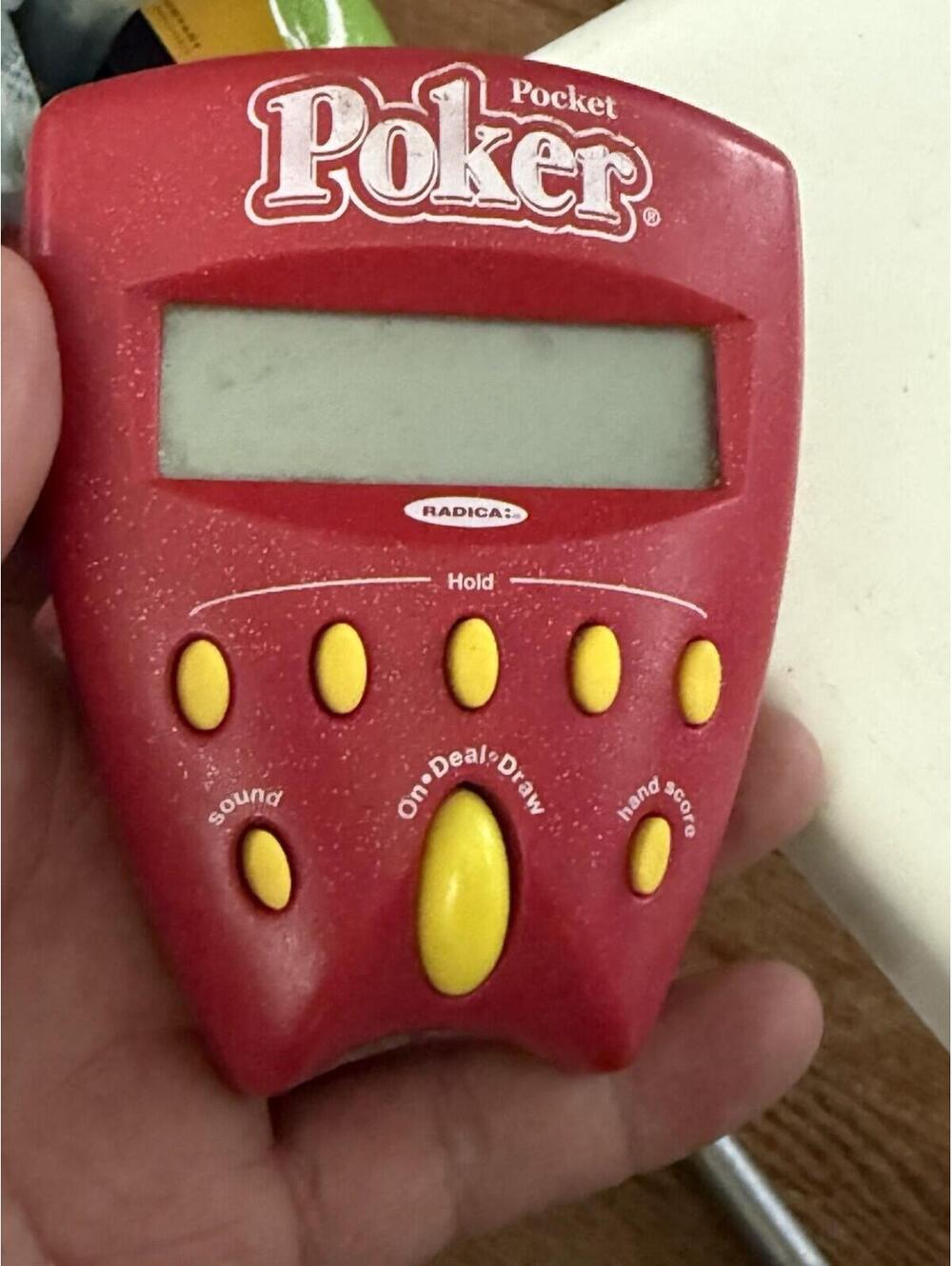 Vintage Radica Pocket Poker Draw & Deuces Handheld Game Red 2002 Works
